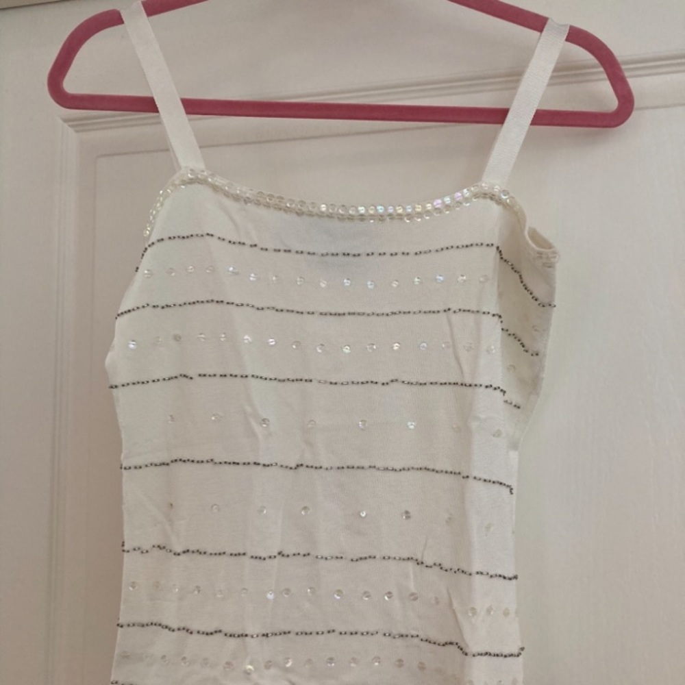 Cream color sweater top, sequined